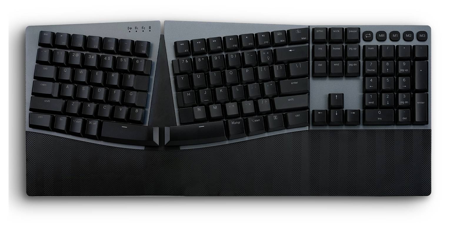 Perixx PERIBOARD-835 BR DE Bluetooth® Tastatur Deutsch, QWERTZ Schwarz Wiederaufladbar, Beleuchtet, Ergonomisch