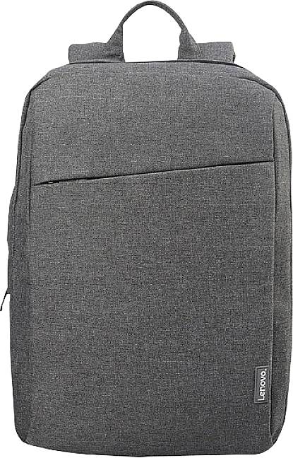 Grauer Lenovo-Rucksack, schlankes Design, häufig zum Transport von Laptops und Alltagsgegenständen verwendet.