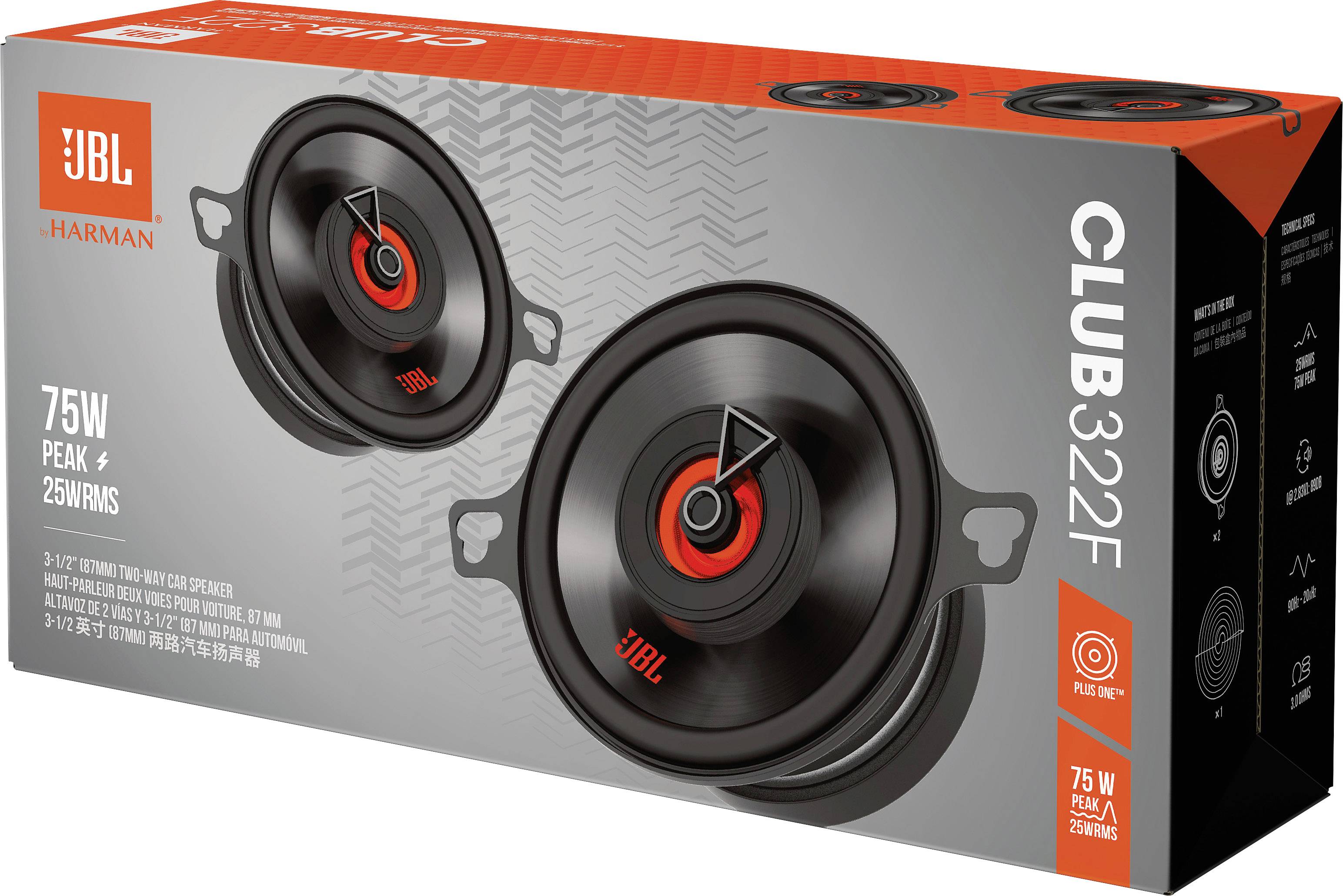 JBL Club 322F 2-Wege Einbau-Lautsprecher 75 W Inhalt: 2 St.
