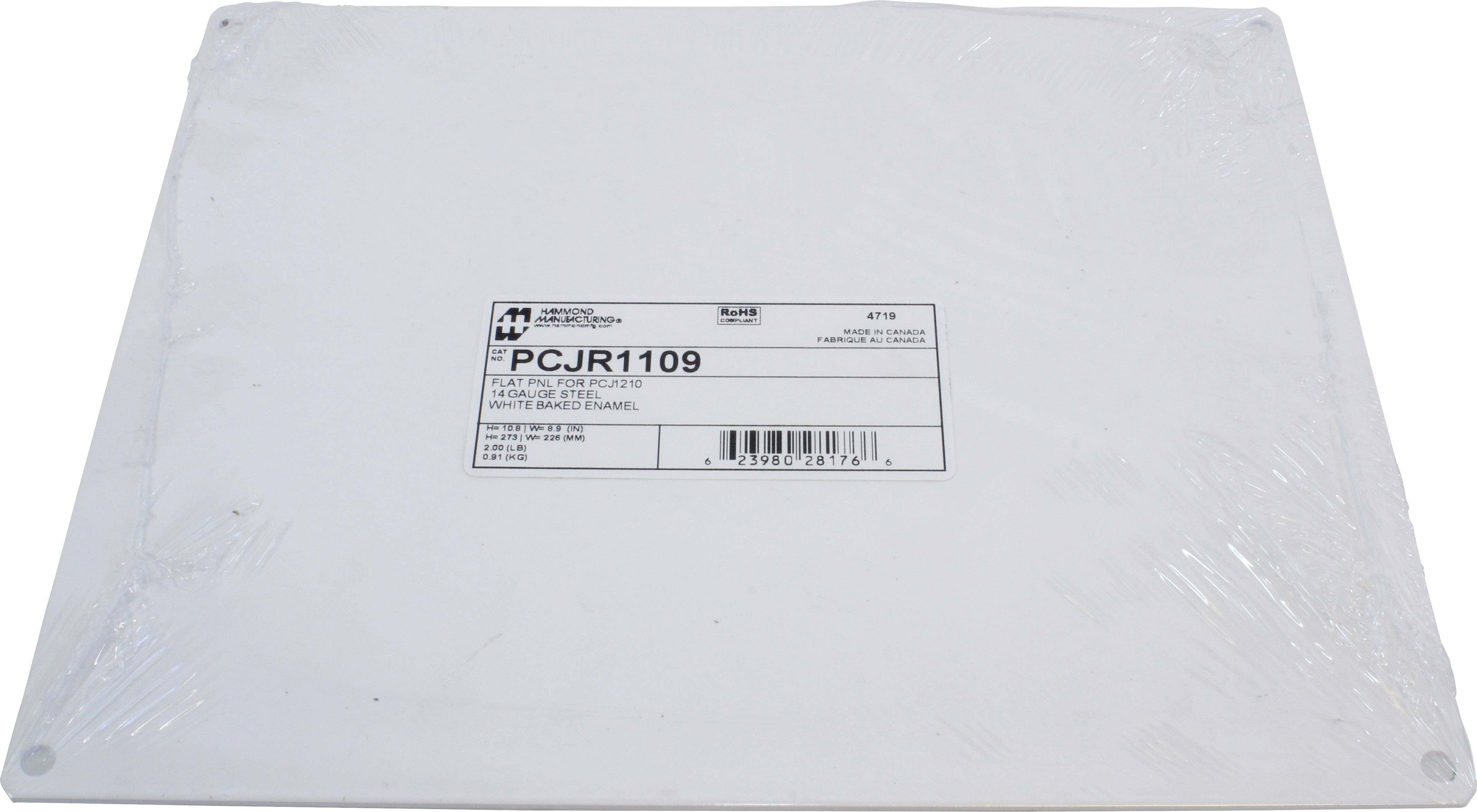 Weiße rechteckige Verpackung mit einem Etikett, auf dem 'PCJR1109' steht. Produktangaben in Textform darüber.