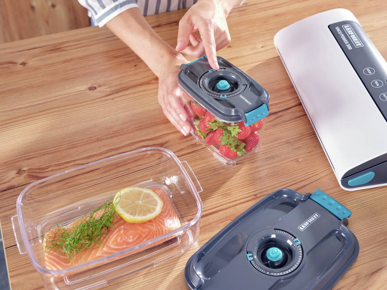 Leifheit 3233 3233 Vakuumbehälter Anthrazit, Türkis, Transparent