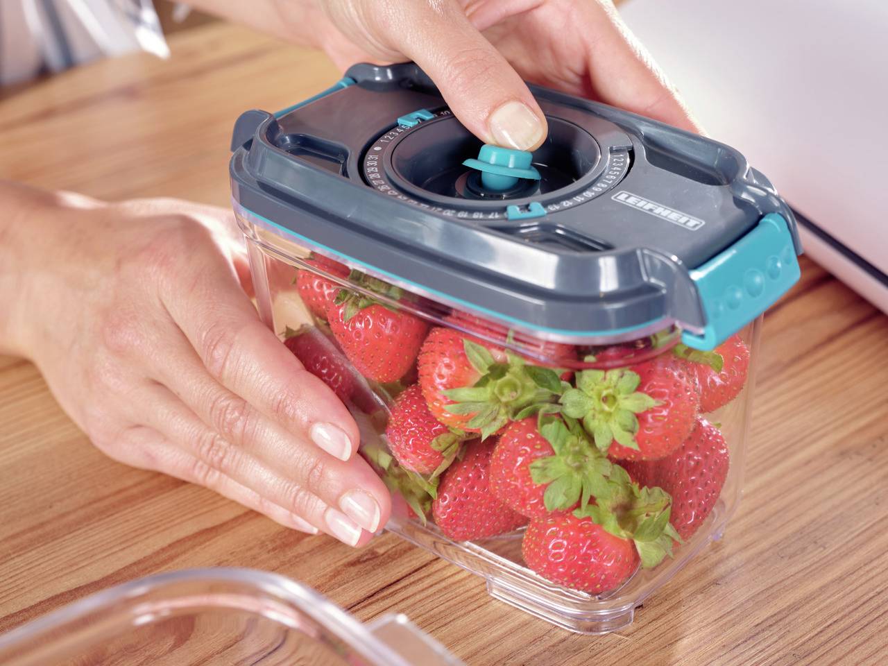 Leifheit 3233 3233 Vakuumbehälter Anthrazit, Türkis, Transparent