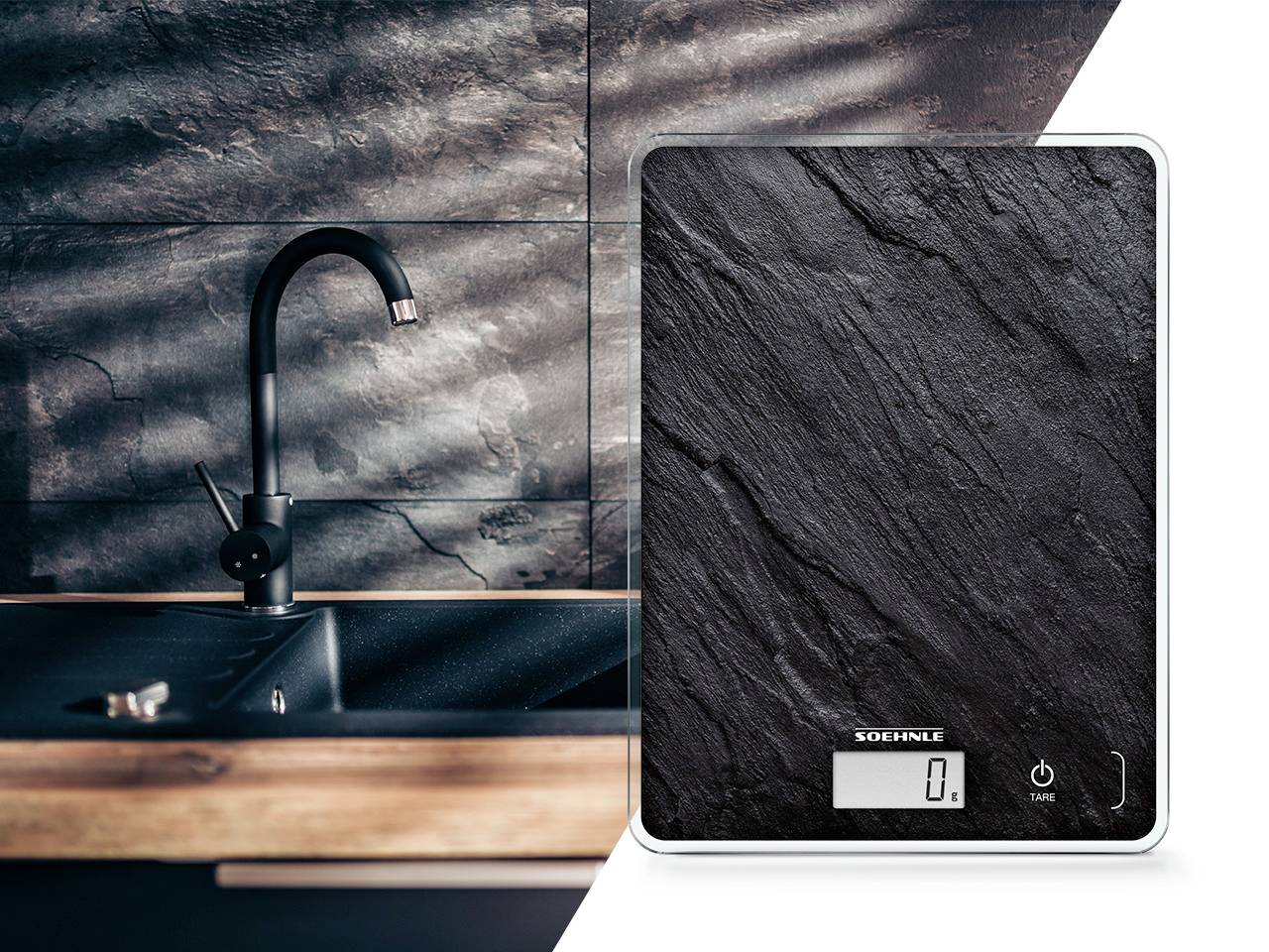 Soehnle Page Compact 300 Slate Küchenwaage digital Anthrazit 200 x 150 x 13