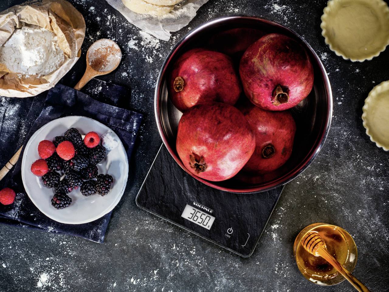 Soehnle Page Compact 300 Slate Küchenwaage digital Anthrazit 200 x 150 x 13