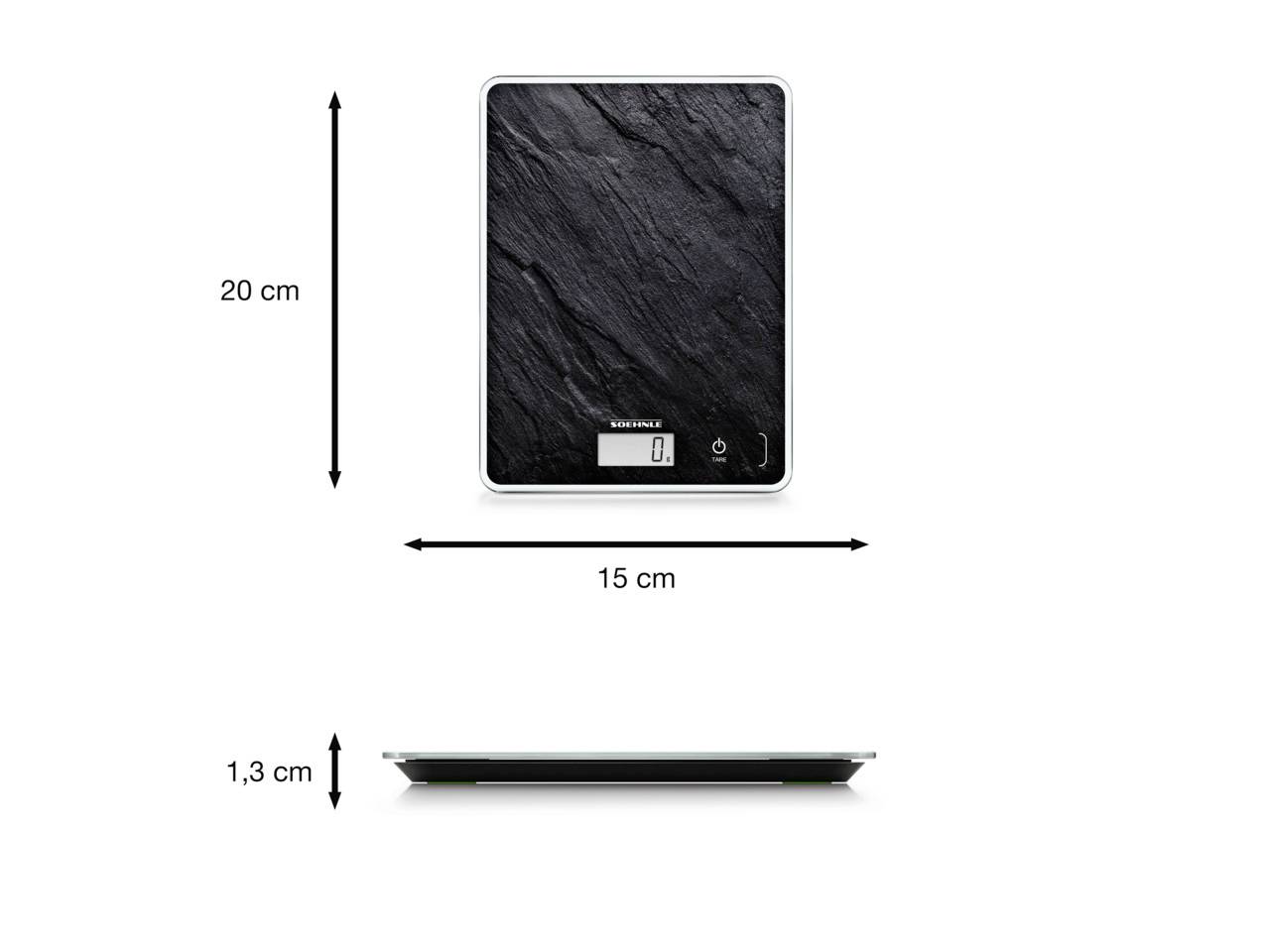 Soehnle Page Compact 300 Slate Küchenwaage digital Anthrazit 200 x 150 x 13