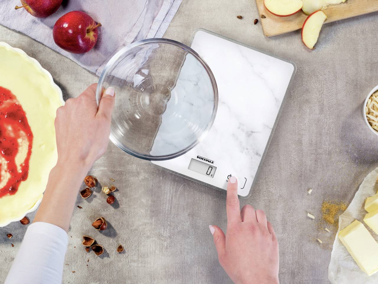 Soehnle Page Compact 300 Marble Küchenwaage digital Grau 200 x 150 x 13