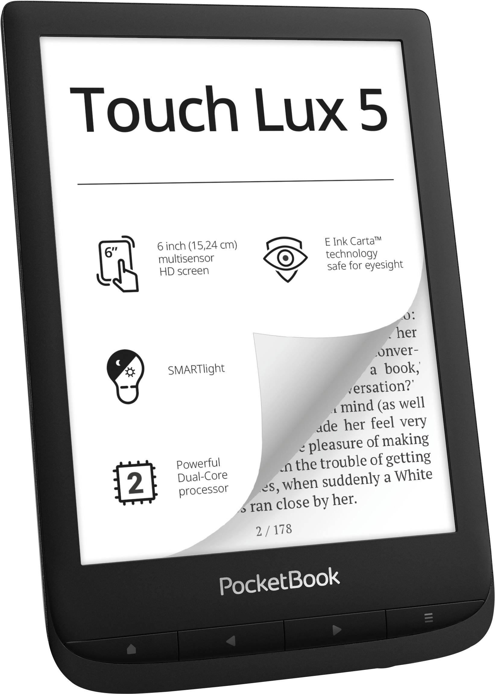 PocketBook Touch Lux 5 eBook-Reader 15.2 cm (6 Zoll) Schwarz