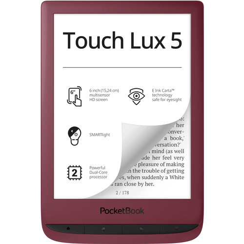 PocketBook Touch Lux 5 RubyRed eBook-Reader 15.2cm (6 Zoll) Ruby, Rot