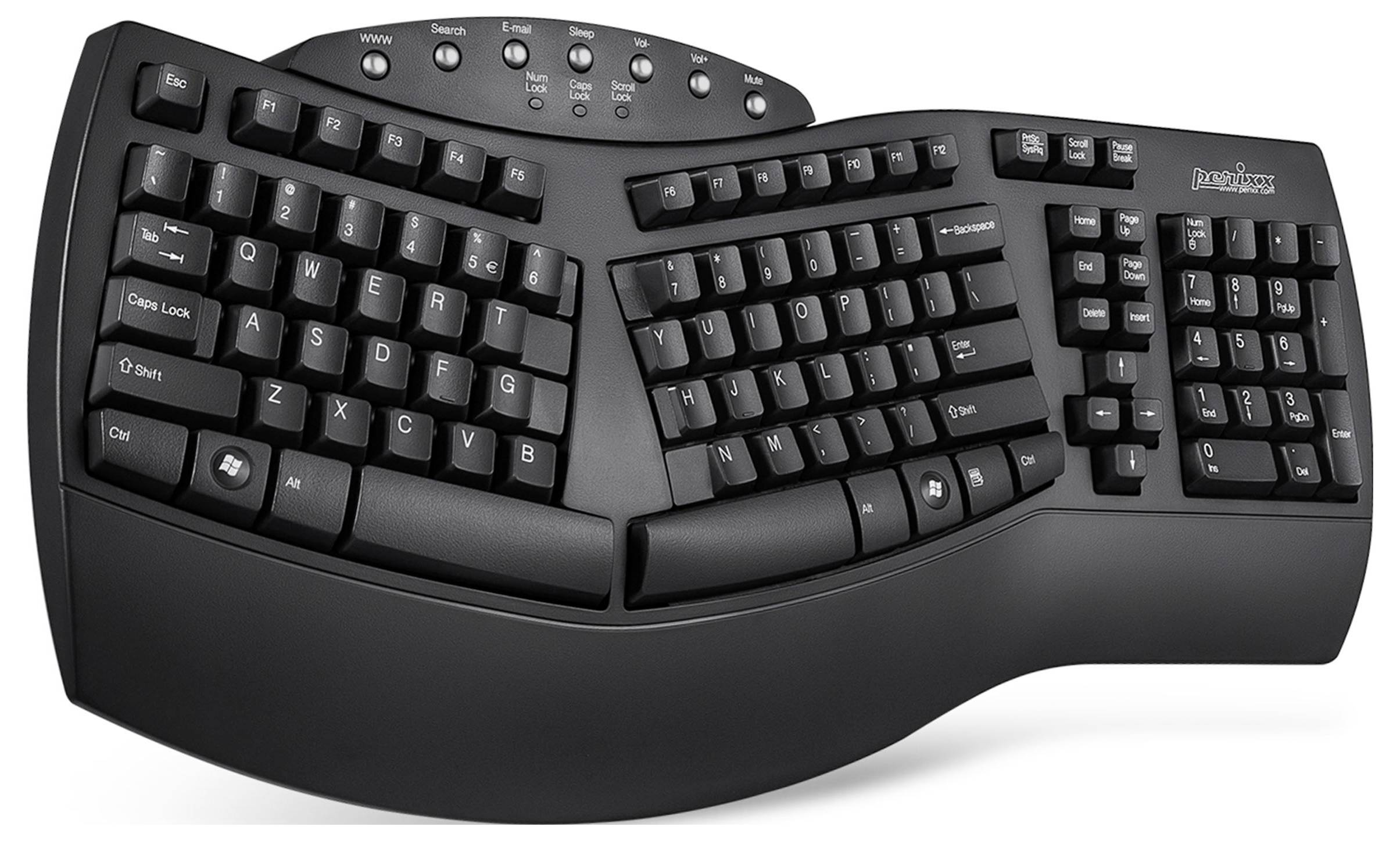Perixx PERIDUO-512 DE B Kabelgebunden Tastatur, Maus-Set Ergonomisch Deutsch, QWERTZ Schwarz