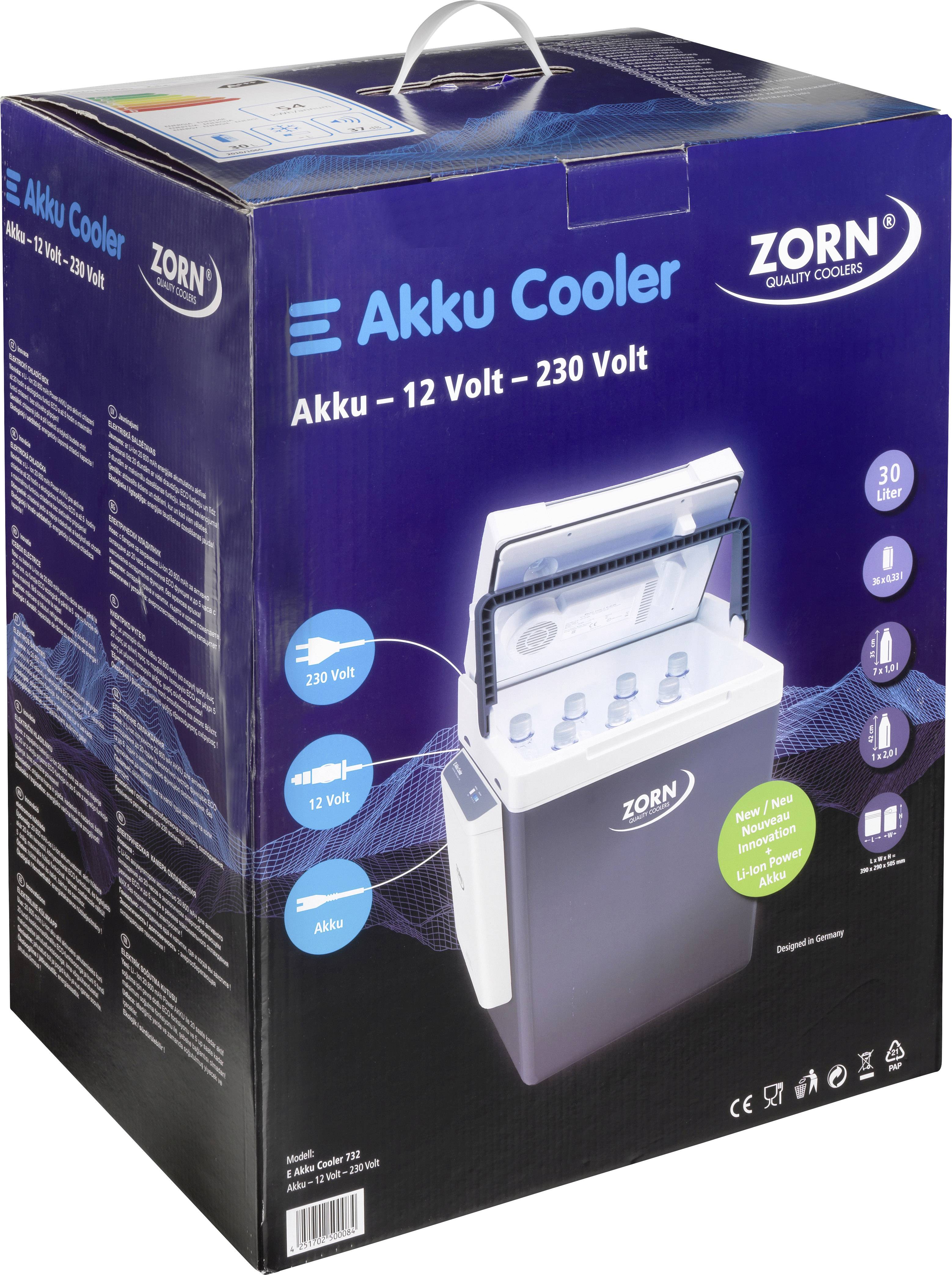 ZORN Kühlbox E Akku Cooler Z32 12/230V Kühlbox EEK: G (A - G) Thermoelektrisch 230 V, 12V Weiß, Grau 30l