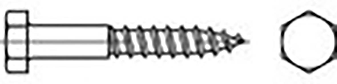TOOLCRAFT TO-6855648 Sechskant-Holzschraube 60mm Außensechskant DIN 571 Edelstahl V2A A2 10St.