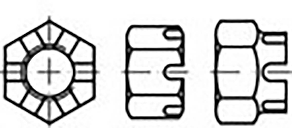 TOOLCRAFT TO-6861168 Kronenmuttern M12 DIN 935 Stahl 500St.