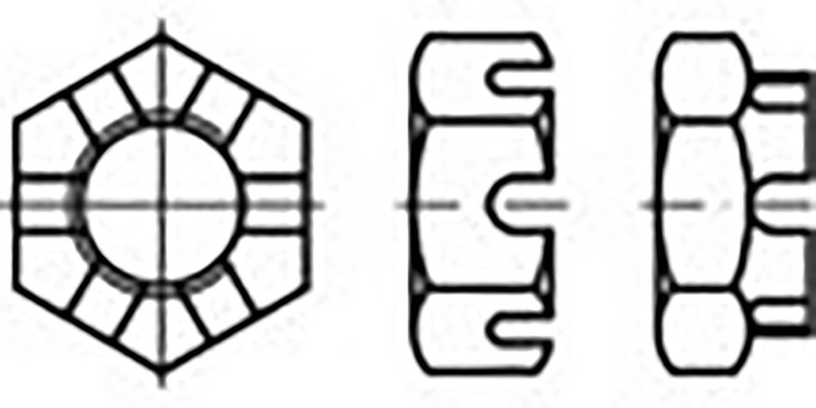 TOOLCRAFT TO-6861261 Kronenmuttern M26 DIN 937 Stahl 25St.