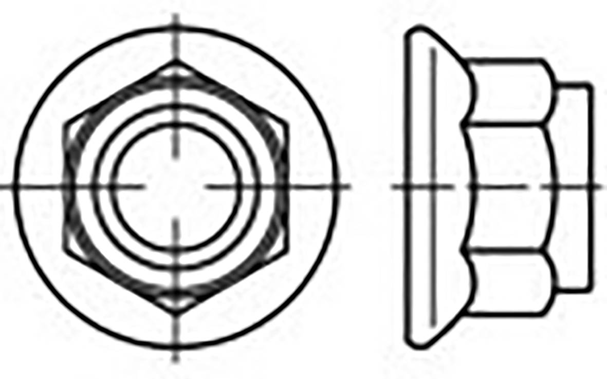 TOOLCRAFT TO-6866985 Sechskantmuttern mit Flansch M12 Stahl verzinkt 100St.