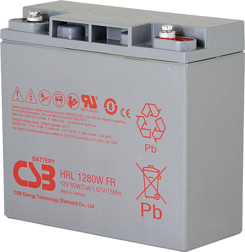 CSB Battery HRL 1280W high-rate longlife HRL1280W-FR Bleiakku 12V 20Ah Blei-Vlies (AGM) (B x H x T) 181 x 167 x 76mm