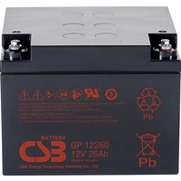 CSB Battery GP 12260 Standby USV GP12260B1 Bleiakku 12V 26Ah Blei-Vlies (AGM) (B x H x T) 166 x 125 x 175mm M5-Schraubanschluss CSB Battery GP 12260 Standby USV GP12260B1 Bleiakku 12V 26Ah Blei-Vlies (AGM) (B x H x T) 166 x 125 x 175mm M5-Schraubanschluss