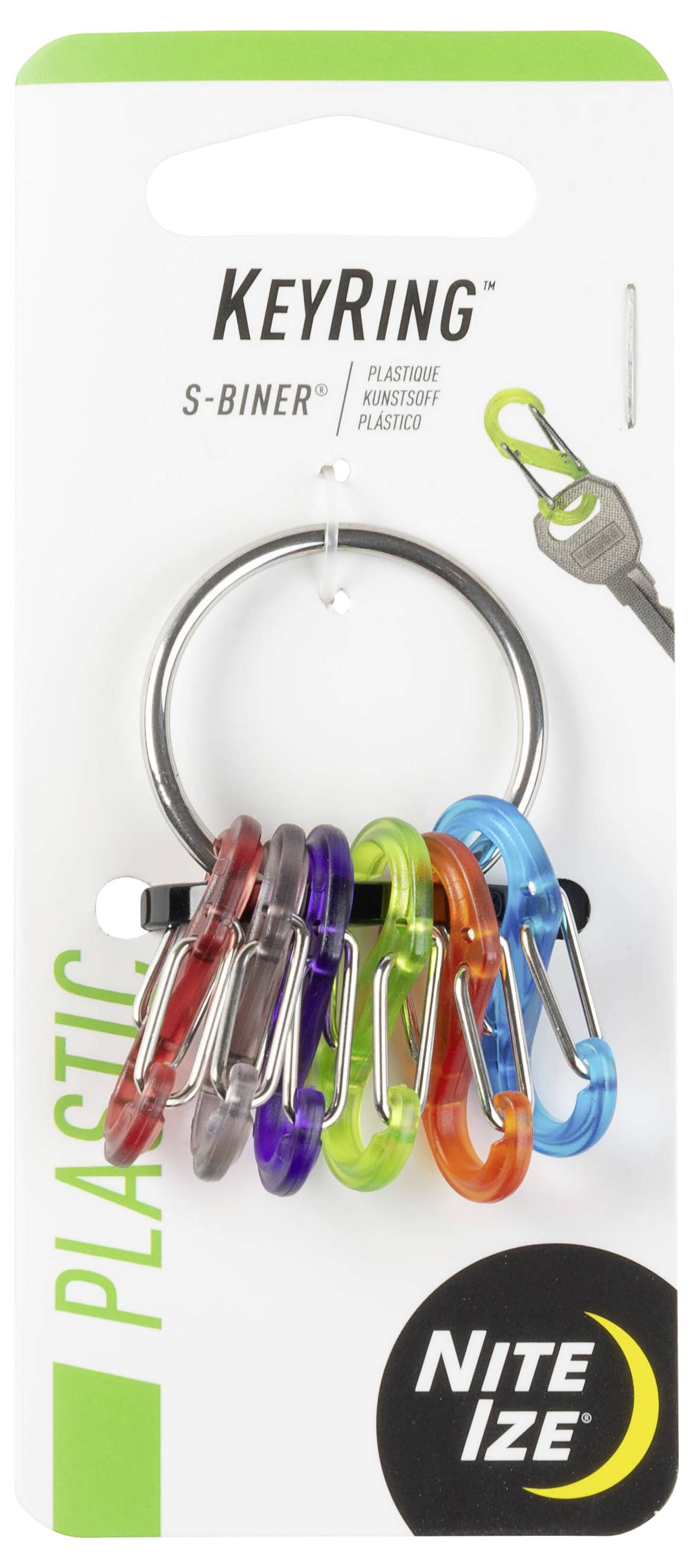 NITE Ize Schlüsselring NI-KRG2-11-R3 S-Biner Rot, Schwarz, Lila, Grün, Orange, Blau 1 St.