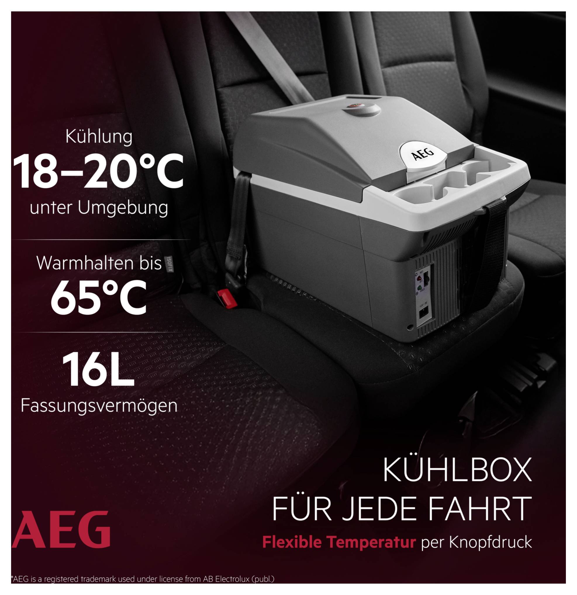 AEG Bordbar BK16 Kühlbox & Heizbox Thermoelektrisch 12 V/DC Grau 16l <Max/> 20°C unter Umgebungstemperatur