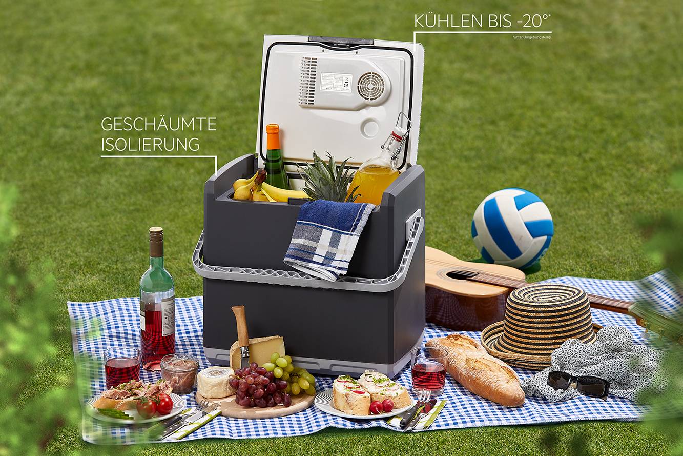 AEG KK 28 Kühlbox EEK: F (A - G) Thermoelektrisch 12 V/DC, 230 V/AC Grau 28 l <Max/> 20 °C unter Umgebungstemperatur
