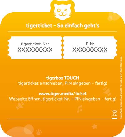 Tigerticket-6 Monats ABO für Tigerbox Touch Tigertones Streamingdienst 4203