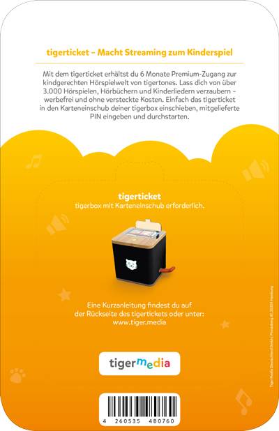 Tigerticket-6 Monats ABO für Tigerbox Touch Tigertones Streamingdienst 4203