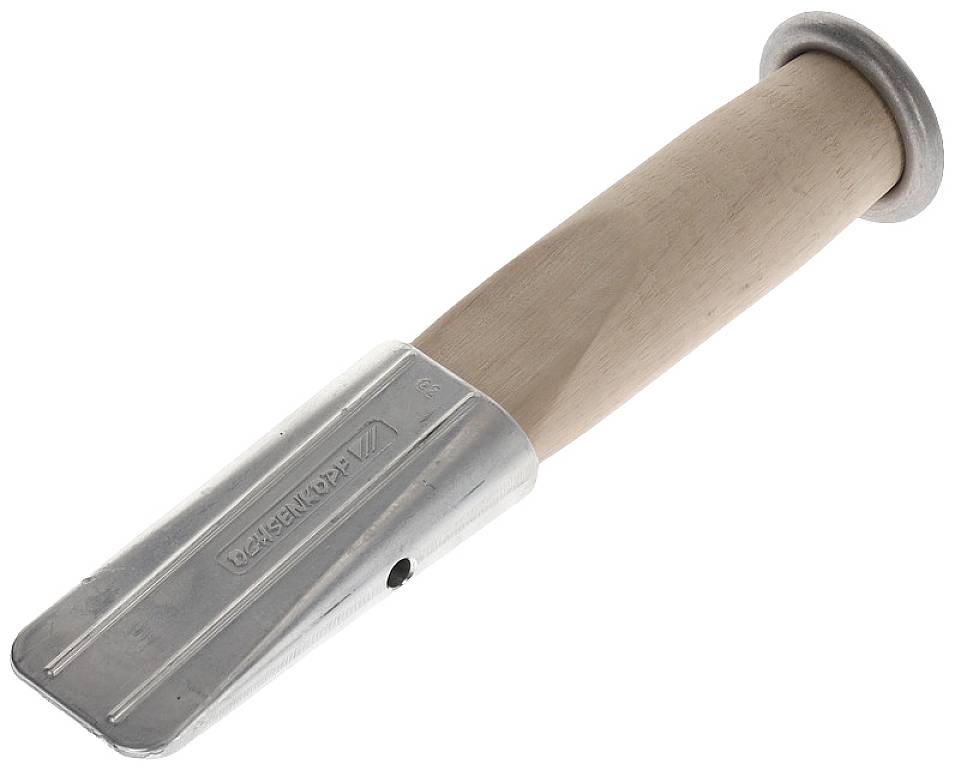 Holzgriff mit Metallspitze, eventuell Werkzeug oder Geräteteil.
