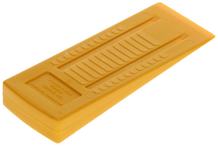 Ein orangefarbenes Plastikgehäuse mit gerippter Oberfläche. Rechteckige Form, flach und länglich, möglicherweise ein Aufbewahrungsbehälter.