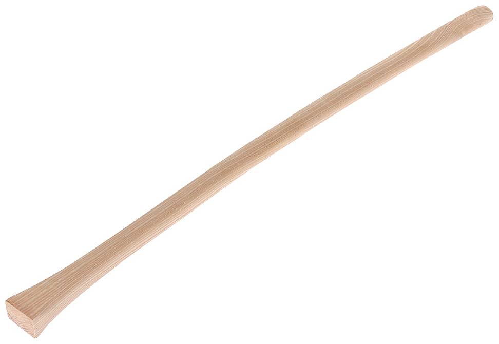 Ein hölzerner Hammerstiel liegt diagonal auf weißem Hintergrund.