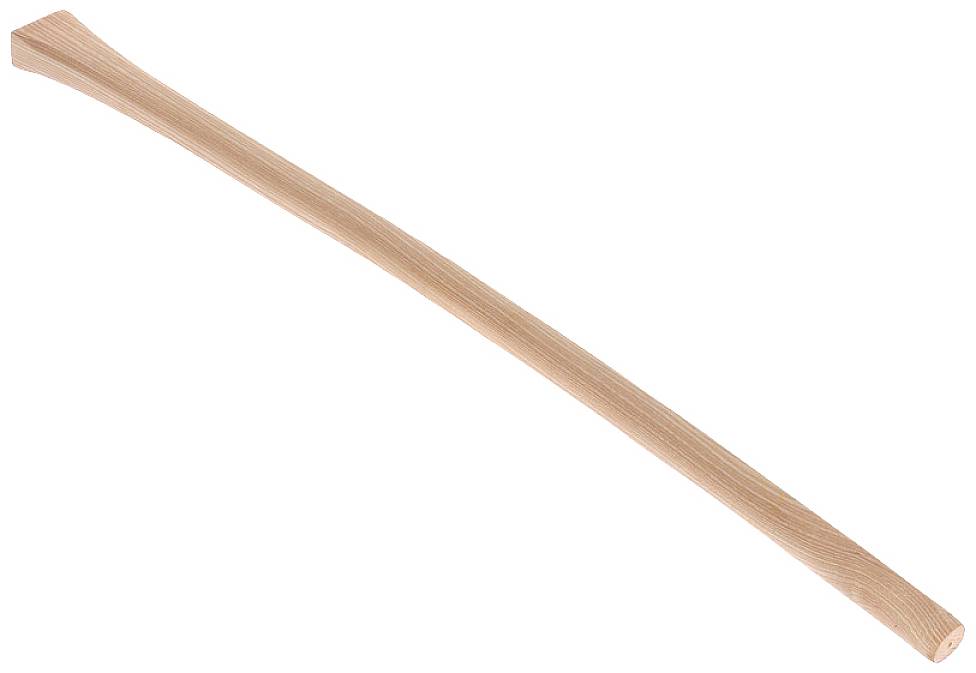 Holz-Axtstiel aus hellem Holz mit leicht gekrümmter Form, geeignet für Werkzeuge oder Gartenarbeiten.