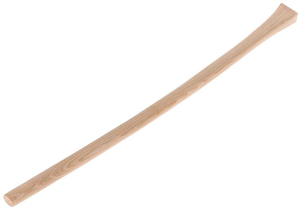 Holz-Axtstiel in hellbrauner Farbe, leicht gebogen.