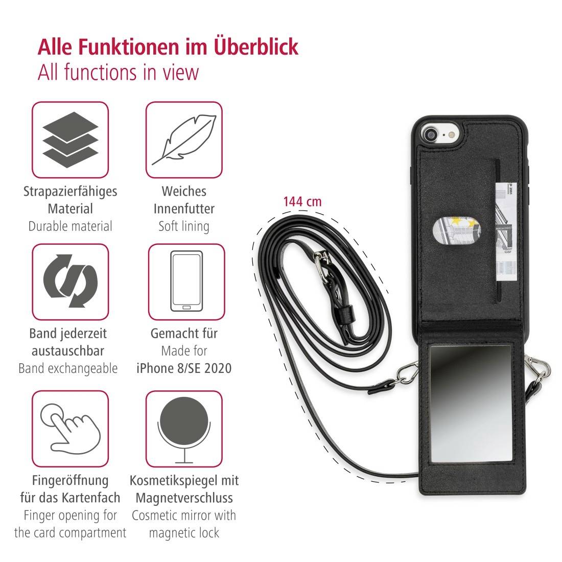 Hama Mirror Cover Apple iPhone 6, iPhone 6S, iPhone 7, iPhone 8, iPhone SE (2020) Schwarz 188759