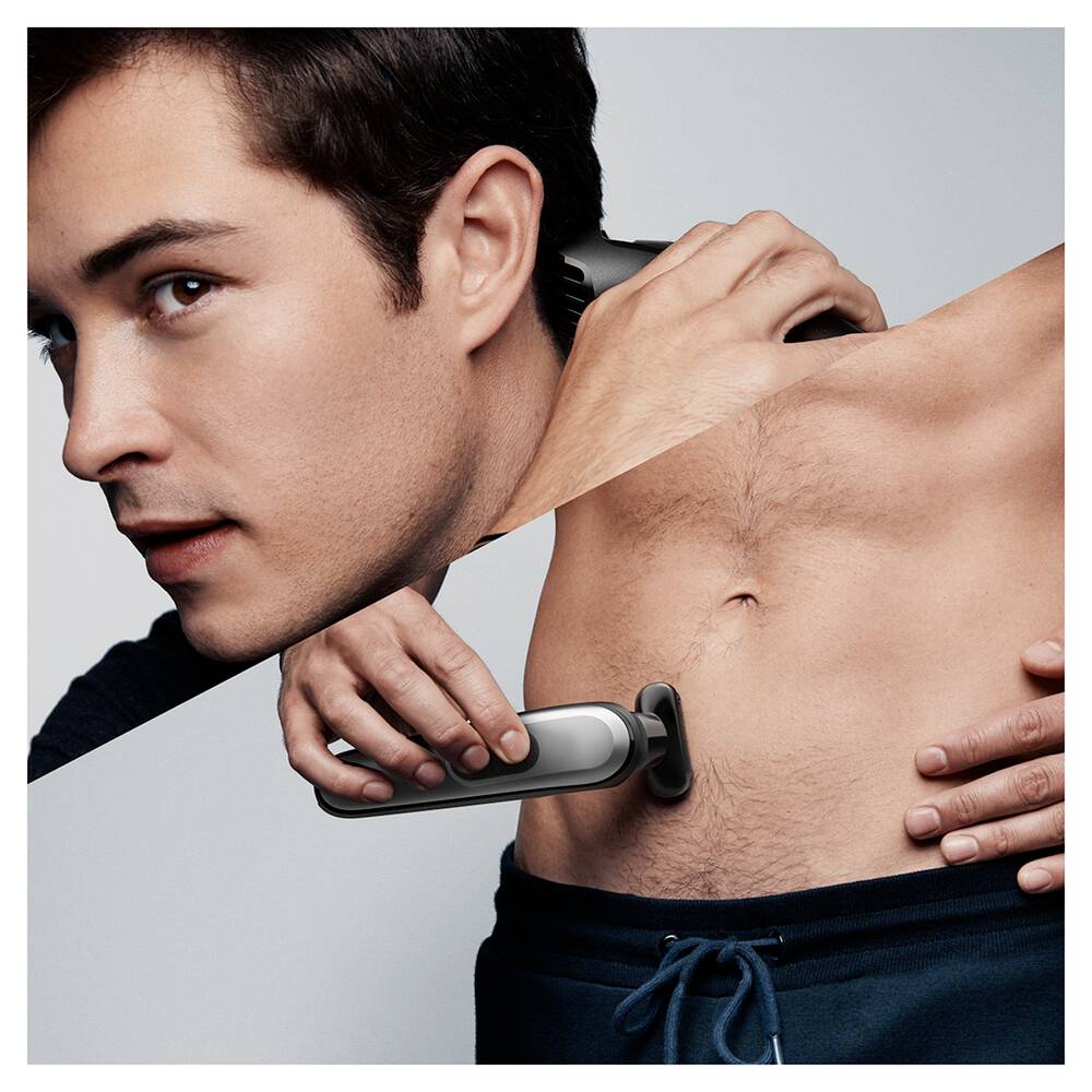 Braun MGK7221 Haarschneider, Bartschneider, Rasierer, Ohr-, Nasenhaartrimmer, Körperhaartrimmer, Präzisions Trimmer abwaschbar Schwarz, Grau