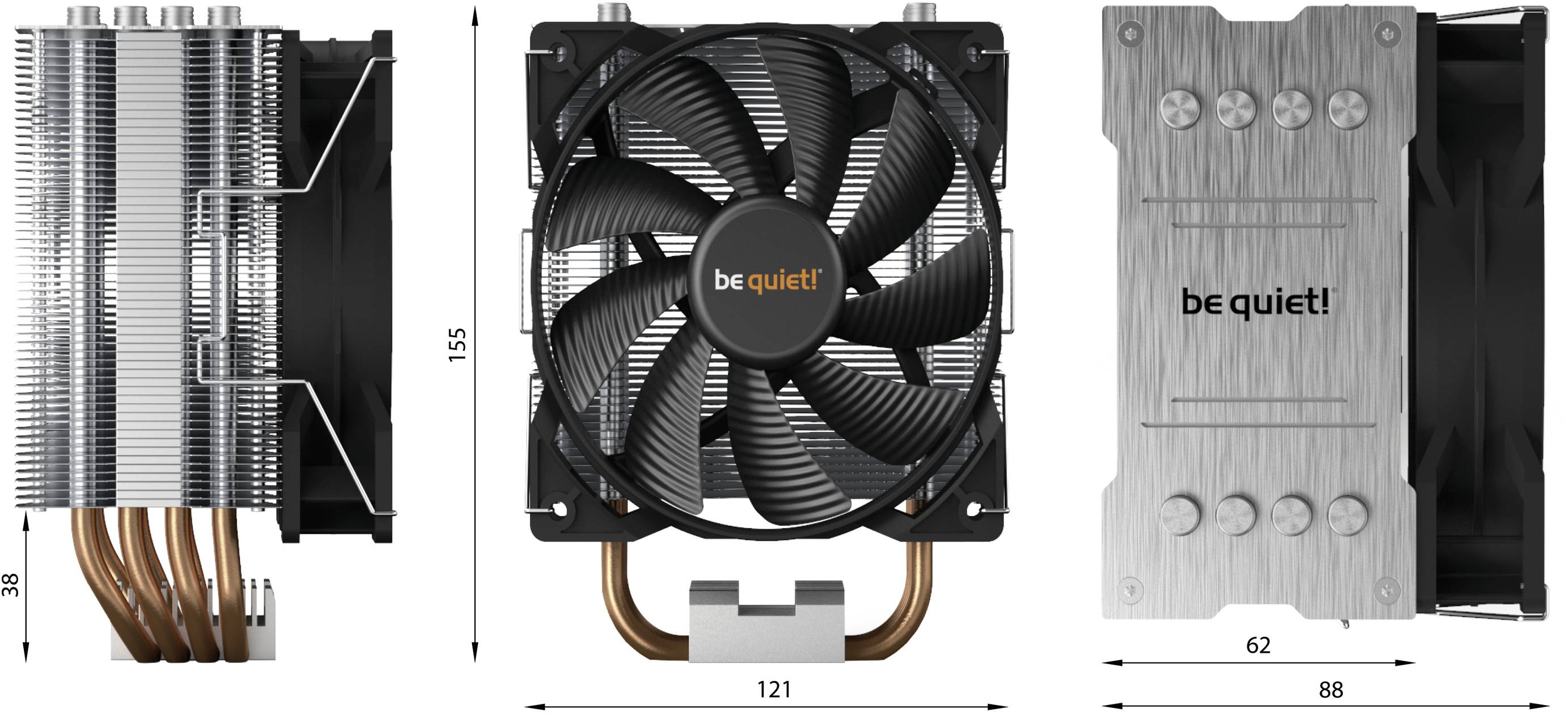 BeQuiet PURE ROCK 2 Chipsatz-Kühler mit Lüfter AMD® AM5, AMD® AM4, Intel® LGA 2066, Intel® LGA 2011-V3, Intel® LGA 1700, Intel® LGA 1200, Int