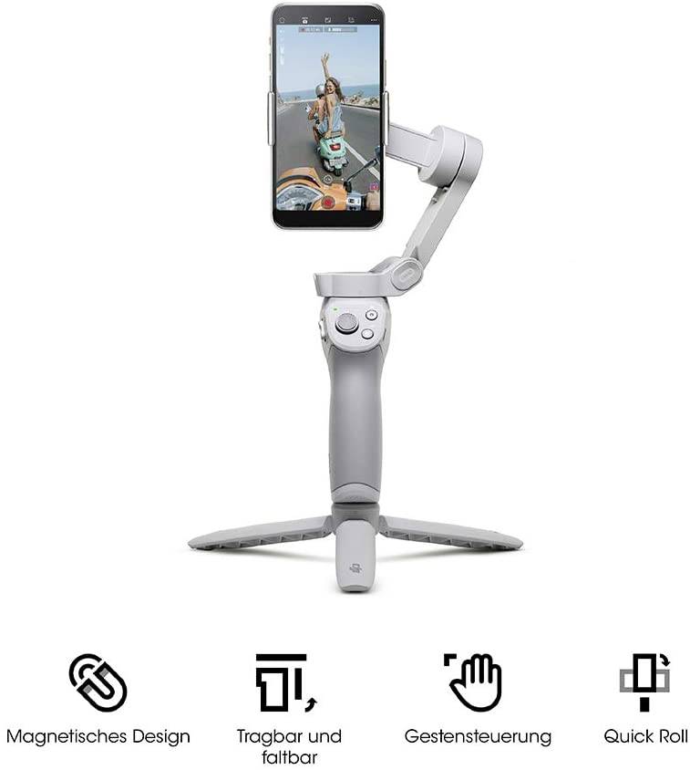 DJI Osmo Mobile 4SE Gimbal elektrisch 1/4 Zoll Grau Bluetooth, inkl. Tasche Belastbar bis 290g