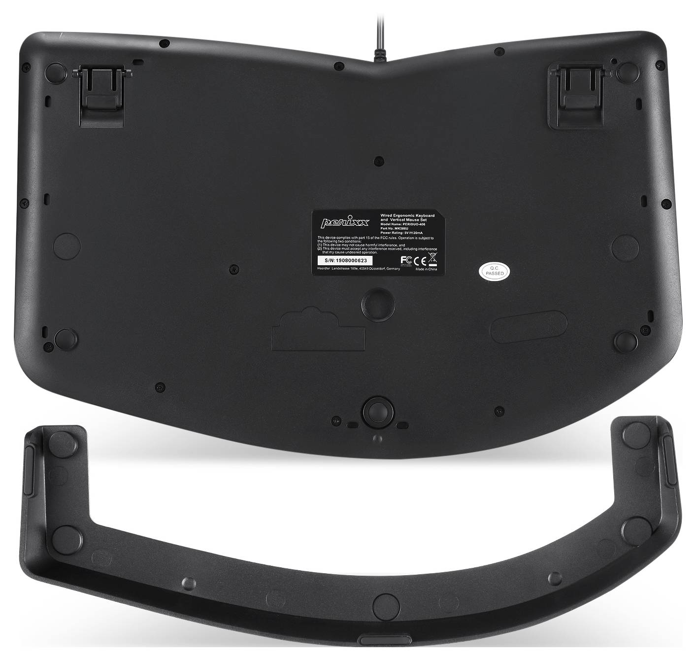 Perixx Ergonomisch Funk Tastatur, Maus-Set Ergonomisch Deutsch, QWERTZ Schwarz