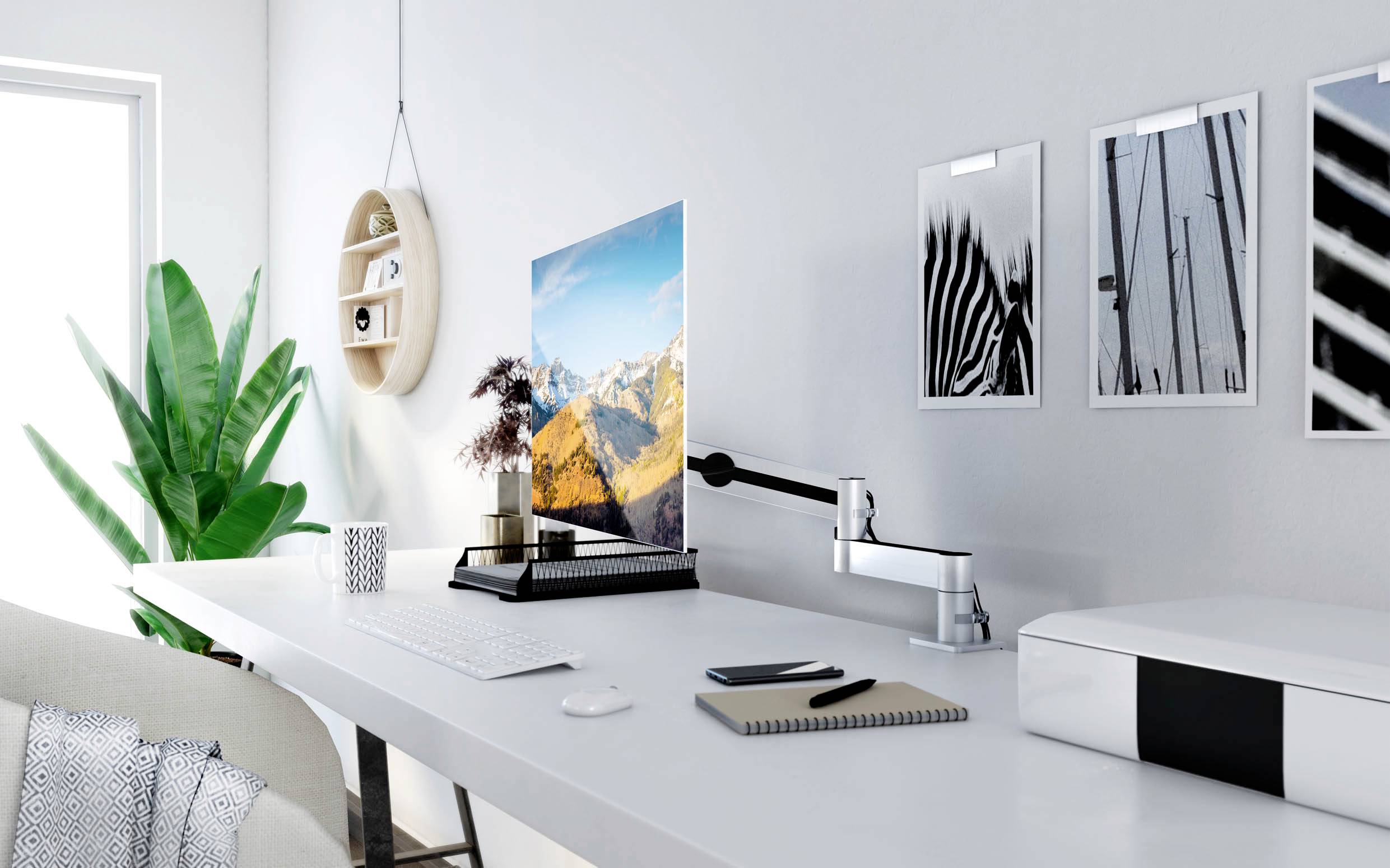 DURABLE - Befestigungskit - einstellbarer Arm - für Monitor / Curved-Monitor - Aluminium, hochwertiger Kunststoff - Silb