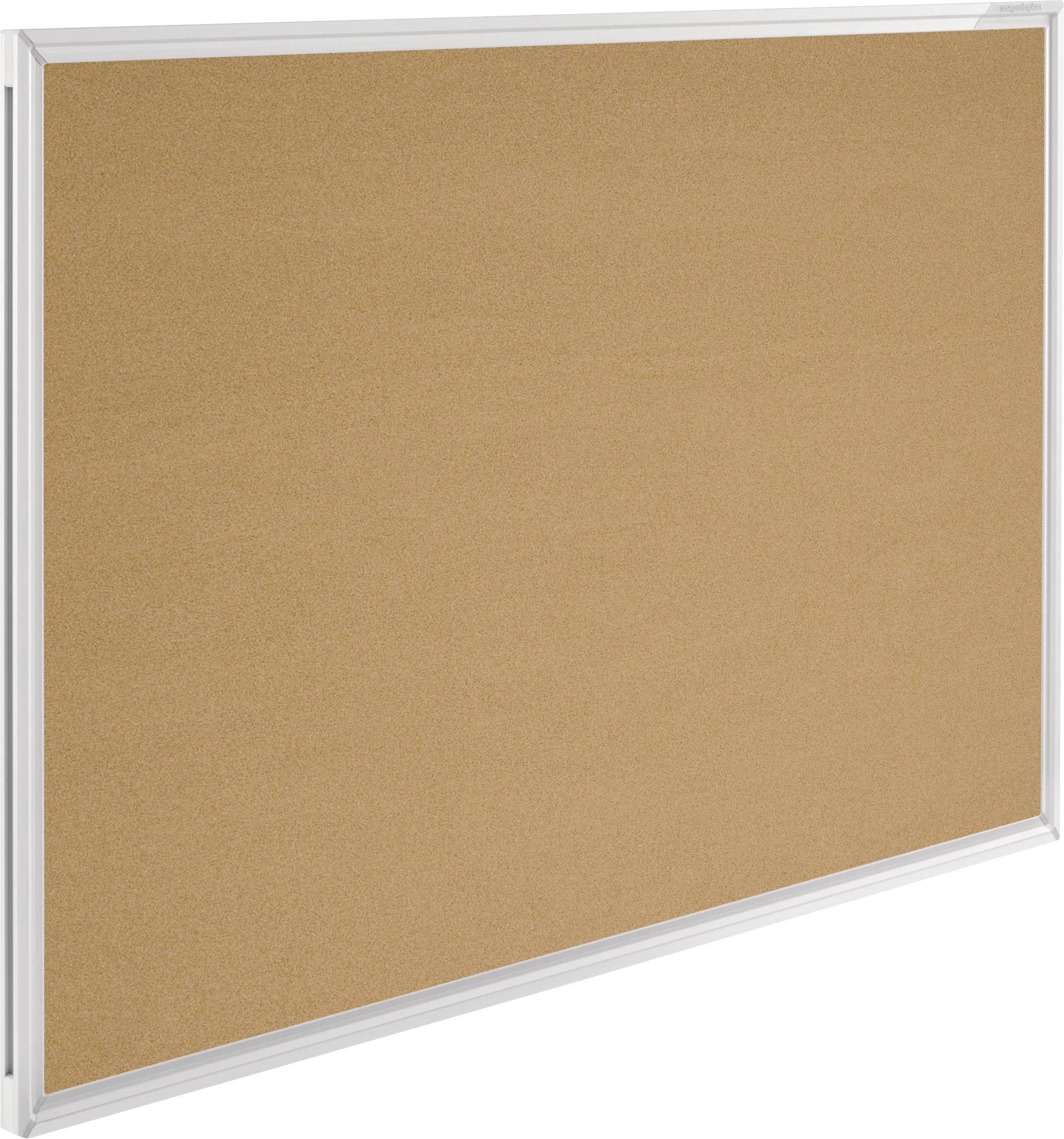 Ein leeres Korkbrett mit einem weißen Rahmen. Das Brett hängt an der Wand und bietet Platz für Notizen oder Ankündigungen.