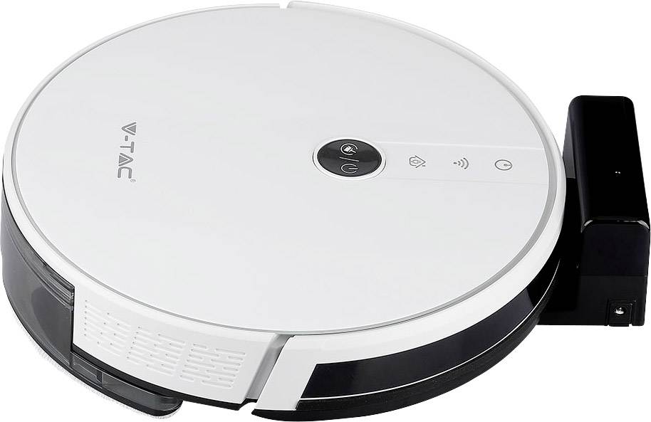 V-TAC VT-5555 white Reinigungsroboter Weiß Fernbedienbar, App gesteuert, kompatibel mit Amazon Alexa, kompatibel mit Google Home