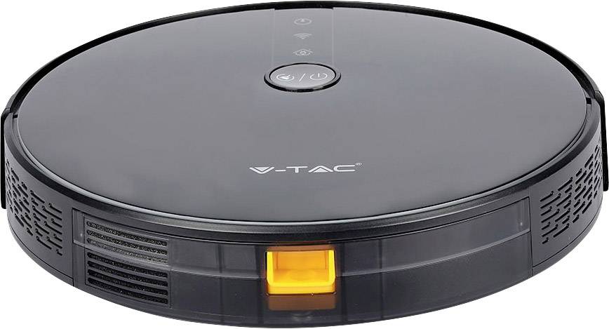 V-TAC VT-5555 black Reinigungsroboter Schwarz Fernbedienbar, App gesteuert, kompatibel mit Amazon Alexa, kompatibel mit Google Home, Sprachgesteuert