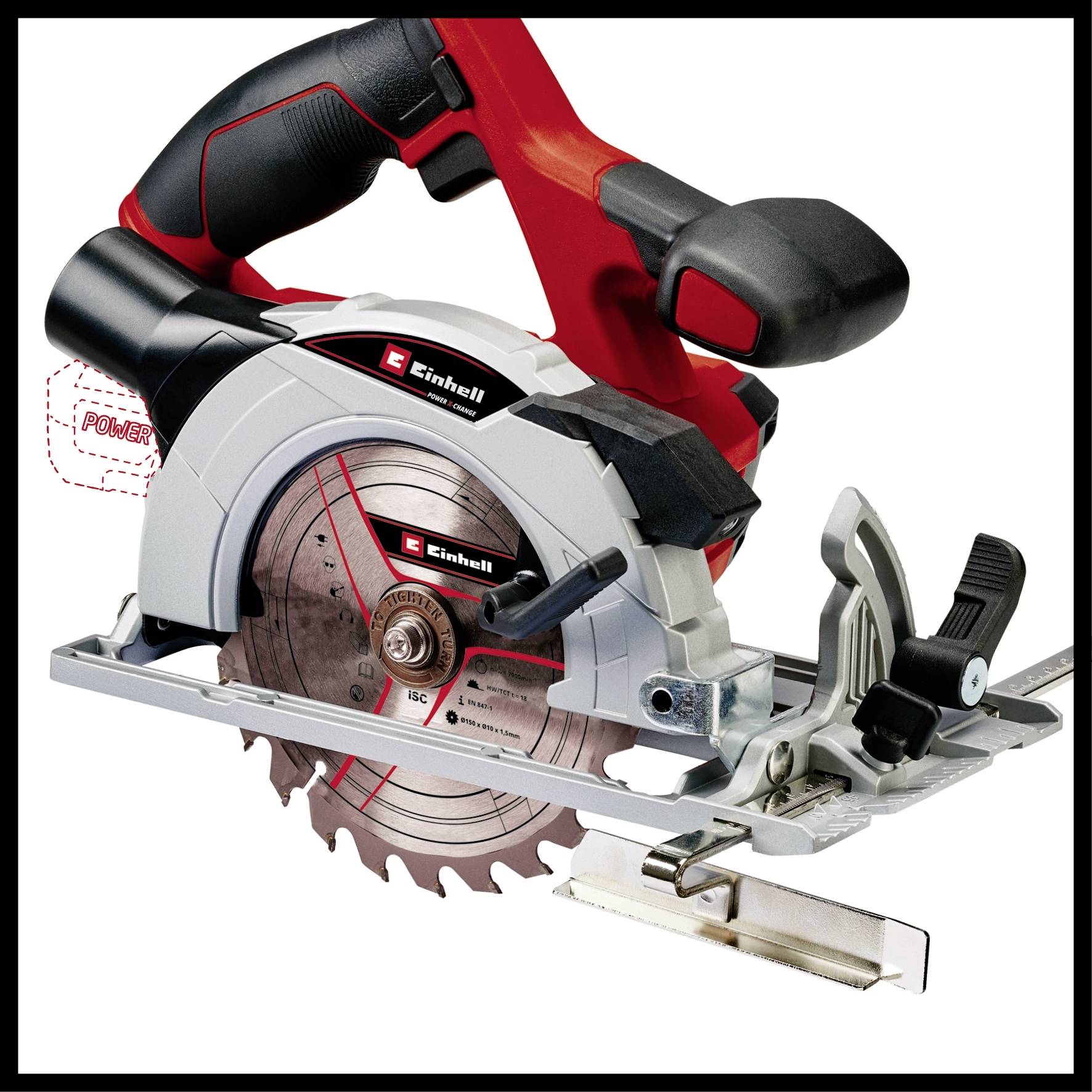 Einhell TE-CS 18/150 Li - Solo Akku-Handkreissäge Schnitttiefe max. (90°) 48mm ohne Akku, mit Zubehör 18V