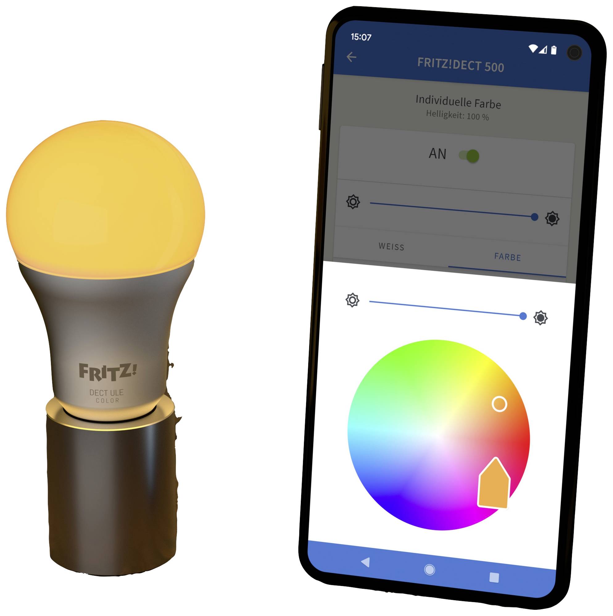 Fritz! LED-Leuchtmittel EEK: F (A - G) FRITZ!DECT 500 E27 9 W Warmweiß, Kaltweiß, RGB