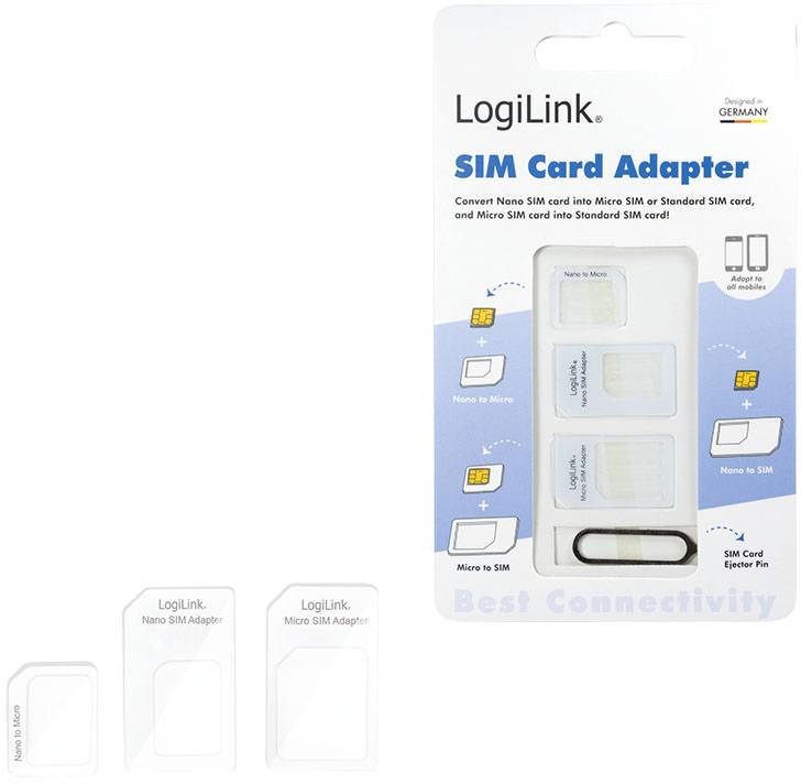 LogiLink AA0047 SIM Nadel inkl. SIM Nadel Adaptiert von: Nano SIM, Micro SIM Adaptiert auf: Standard SIM, Micro SIM, Nano SIM