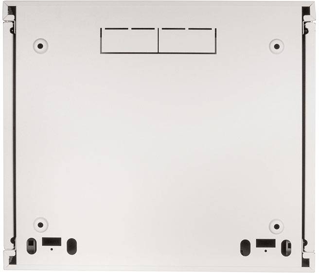 Eine silberne, rechteckige Metallplatte mit mehreren Öffnungen und Befestigungslöchern, möglicherweise eine technische oder mechanische Komponente.