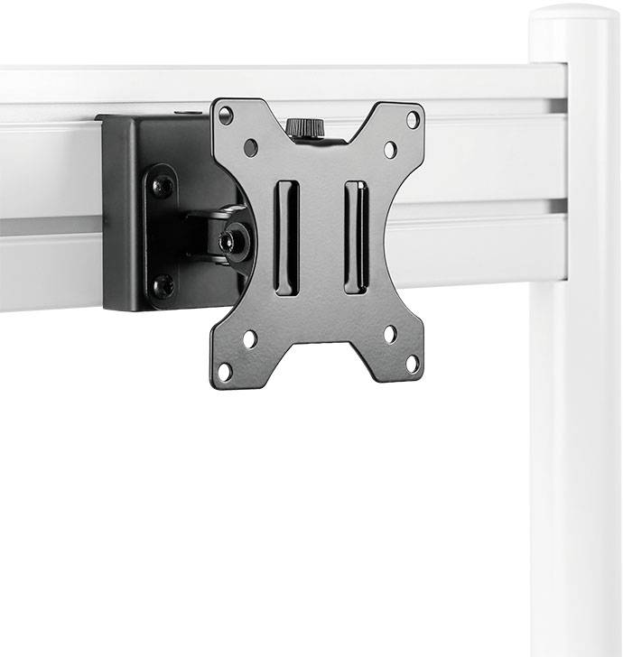 VESA-Halterung an einem vertikalen Ständer montiert, geeignet für die Installation von Monitoren an einer strukturellen Schiene.
