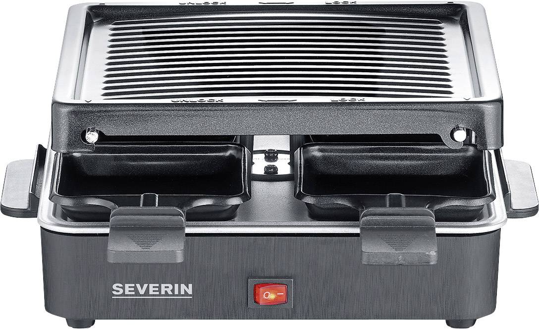 Severin 2370 Raclette Antihaftbeschichtung, 4Pfännchen, Grillfunktion Schwarz