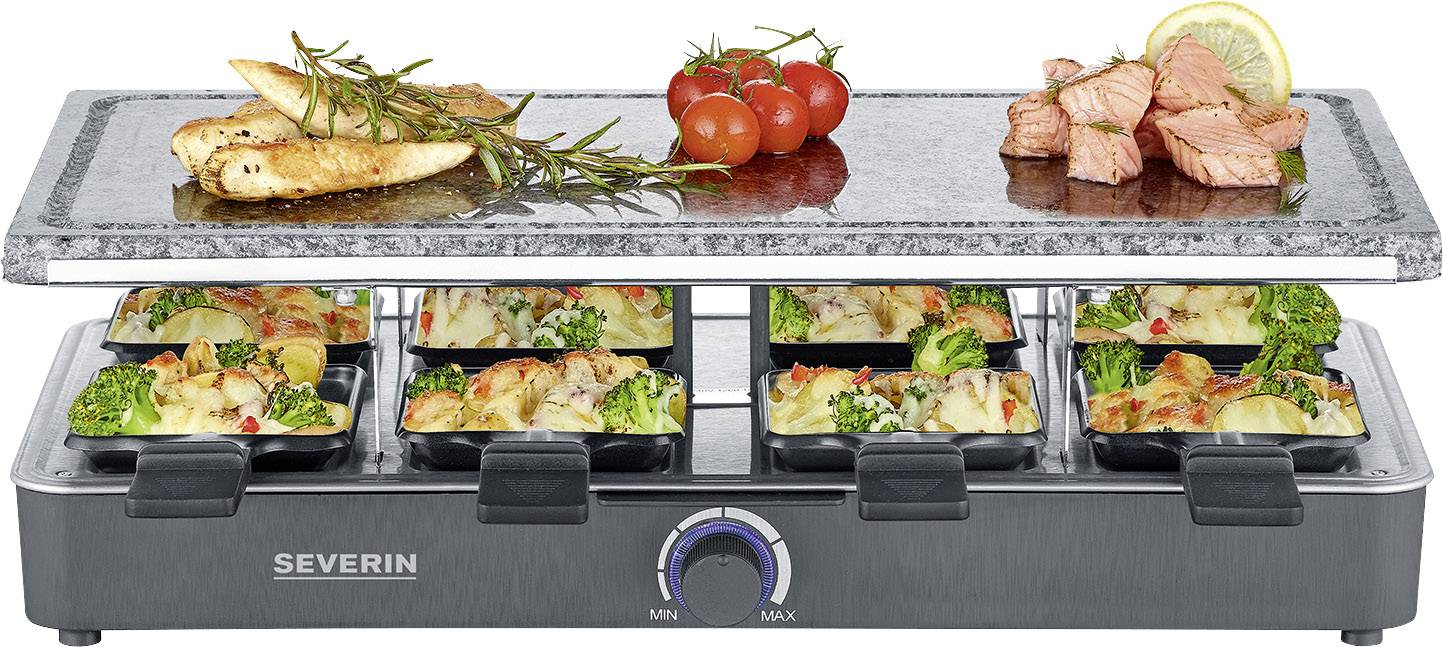 Severin 2372 Raclette 8 Pfännchen, Antihaftbeschichtung, Grillfunktion Schwarz