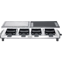 Severin 2373 Raclette 8 Pfännchen, Antihaftbeschichtung, Grillfunktion Edelstahl (gebürstet), Schwarz Severin 2373 Raclette 8 Pfännchen, Antihaftbeschichtung, Grillfunktion Edelstahl (gebürstet), Schwarz