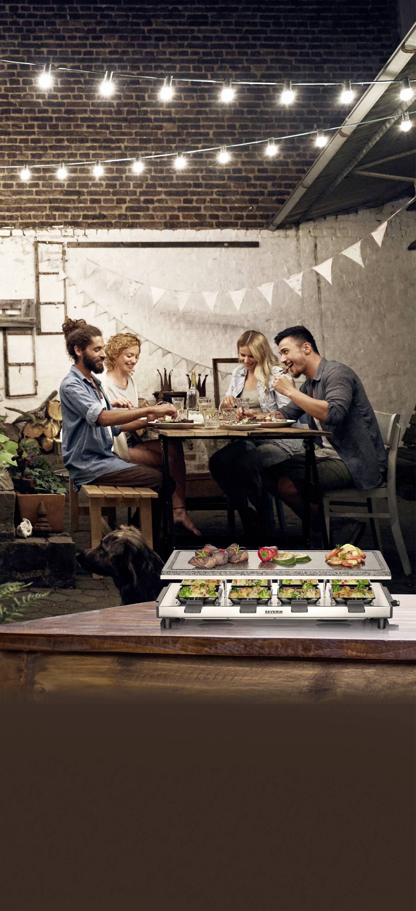 Severin 2374 Raclette 8 Pfännchen, Antihaftbeschichtung, Grillfunktion Edelstahl (gebürstet), Schwarz