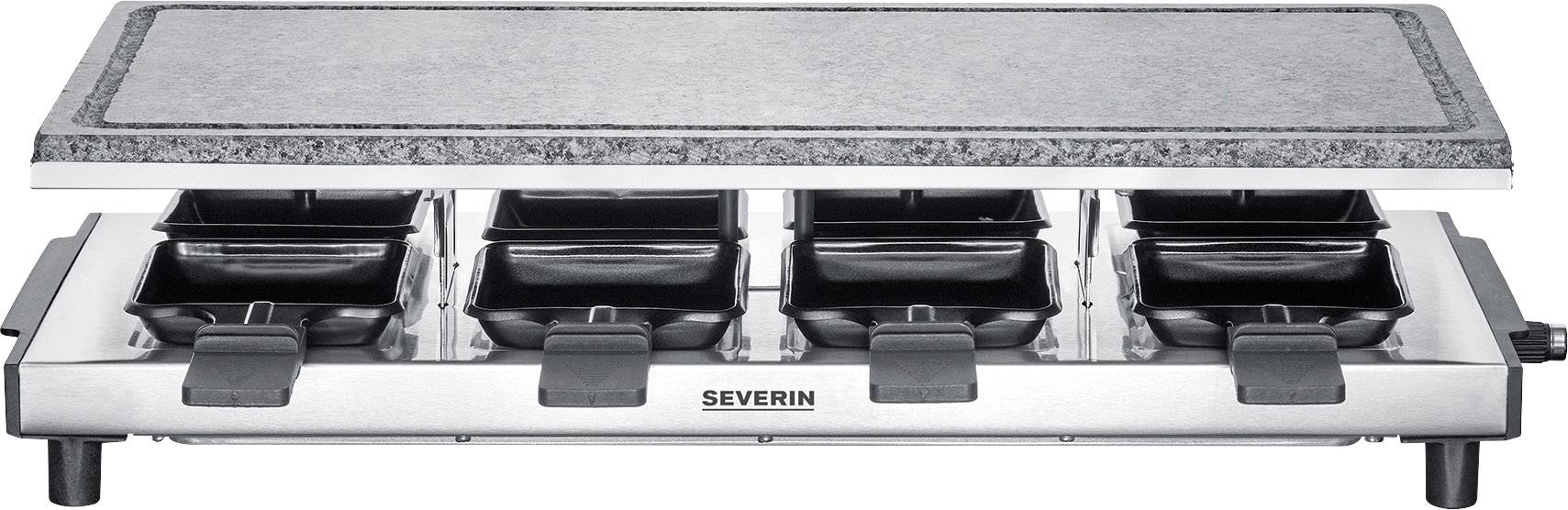 Severin 2374 Raclette 8 Pfännchen, Antihaftbeschichtung, Grillfunktion Edelstahl (gebürstet), Schwarz