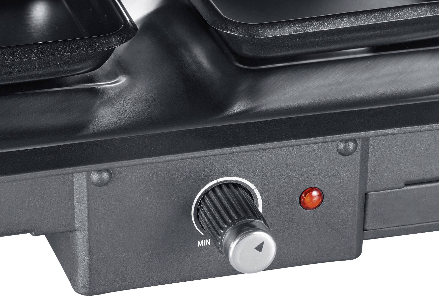 Severin 2374 Raclette 8 Pfännchen, Antihaftbeschichtung, Grillfunktion Edelstahl (gebürstet), Schwarz